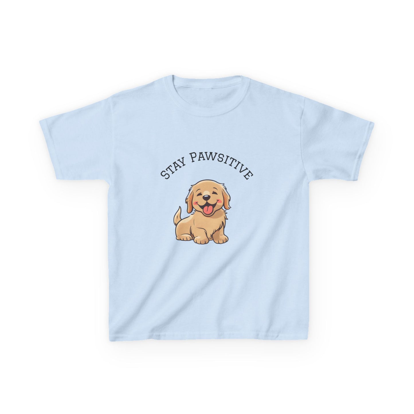 Kids Tee — "Stay Pawsitive" Cute Puppy Graphic