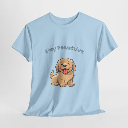 Stay Pawsitive Dog T-Shirt — Cute Golden Retriever Tee for Dog Lovers