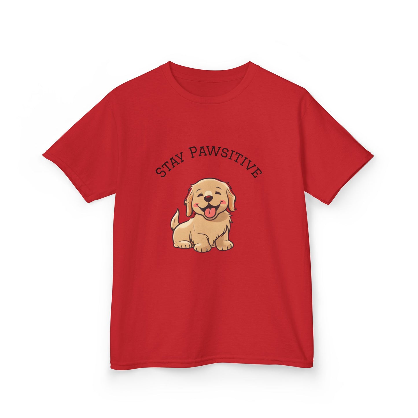 Kids Tee — "Stay Pawsitive" Cute Puppy Graphic