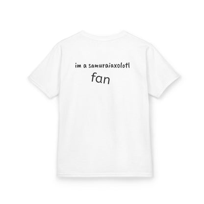 Samurai Axolotl Kids Tee — Cute Ninja Axolotl Graphic Shirt ("i’m a samuraiaxolotl fan")