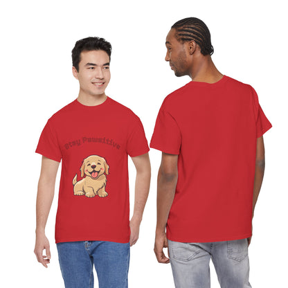 Stay Pawsitive Dog T-Shirt — Cute Golden Retriever Tee for Dog Lovers