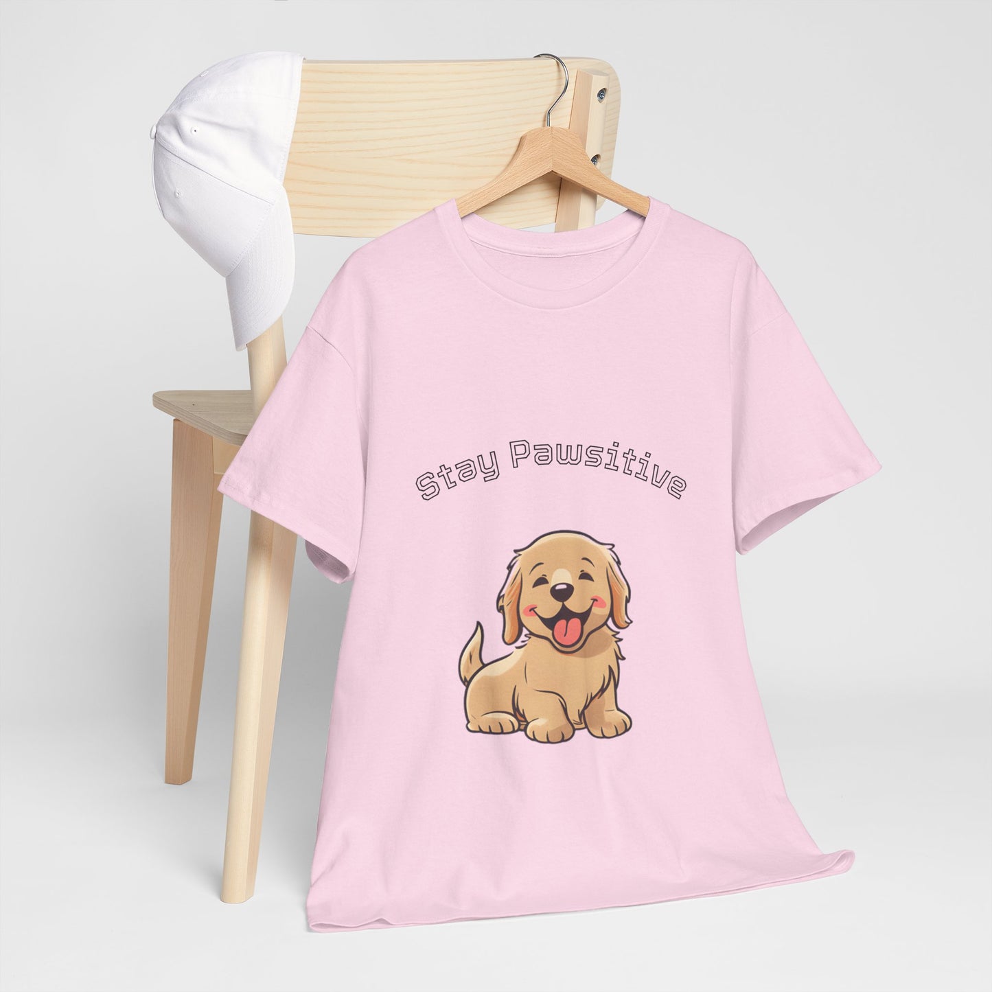 Stay Pawsitive Dog T-Shirt — Cute Golden Retriever Tee for Dog Lovers