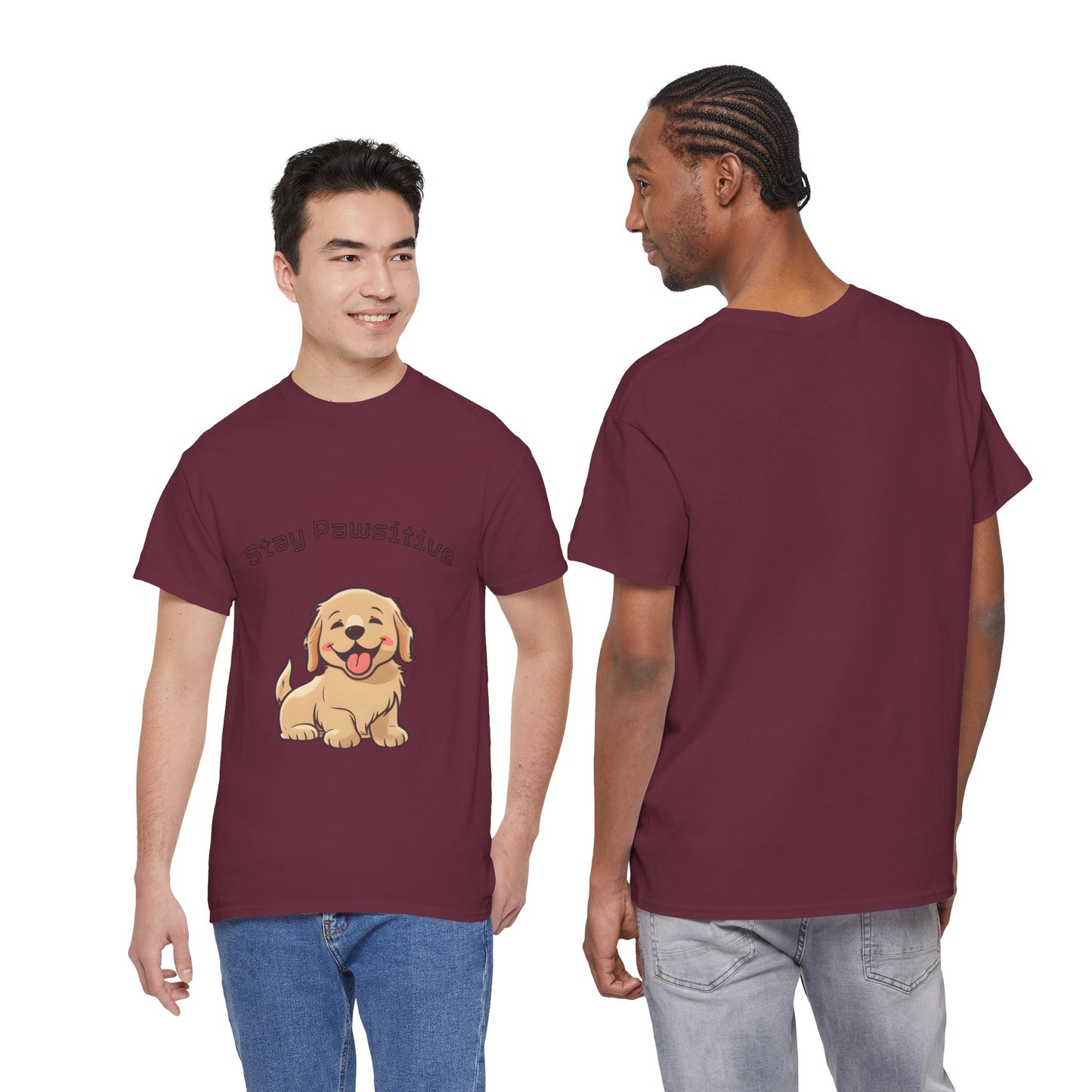 Stay Pawsitive Dog T-Shirt — Cute Golden Retriever Tee for Dog Lovers