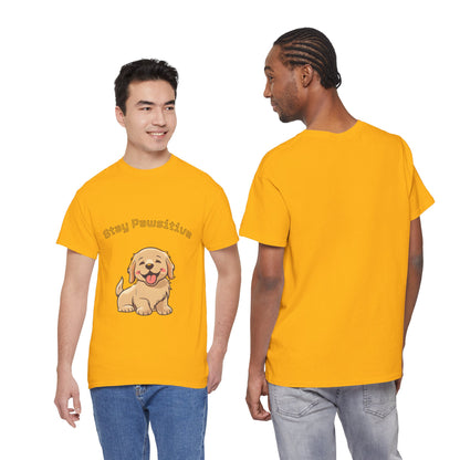 Stay Pawsitive Dog T-Shirt — Cute Golden Retriever Tee for Dog Lovers