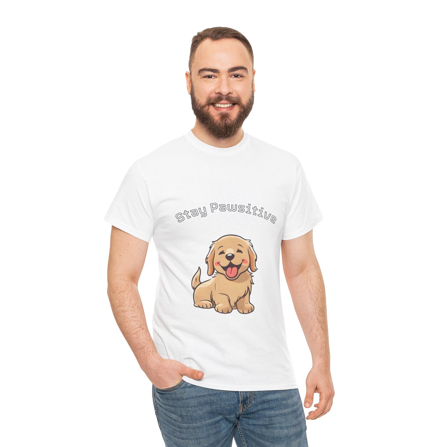 Stay Pawsitive Dog T-Shirt — Cute Golden Retriever Tee for Dog Lovers