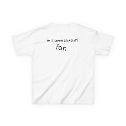 Samurai Axolotl Kids Tee — Cute Ninja Axolotl Graphic Shirt ("i’m a samuraiaxolotl fan")