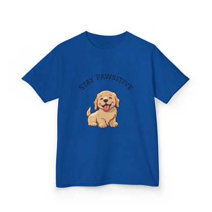 Kids Tee — "Stay Pawsitive" Cute Puppy Graphic