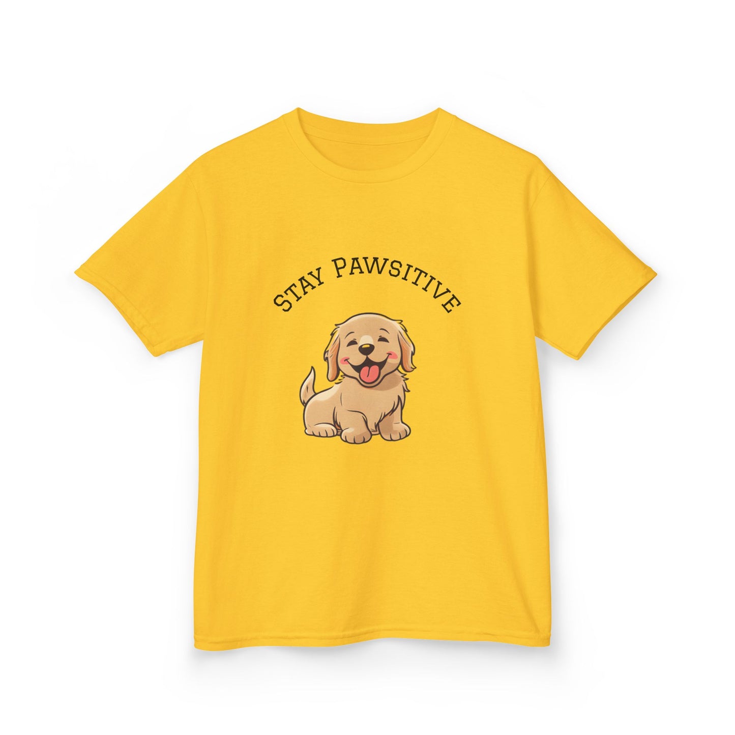 Kids Tee — "Stay Pawsitive" Cute Puppy Graphic