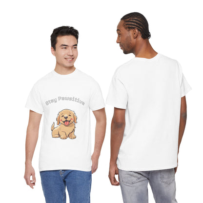Stay Pawsitive Dog T-Shirt — Cute Golden Retriever Tee for Dog Lovers