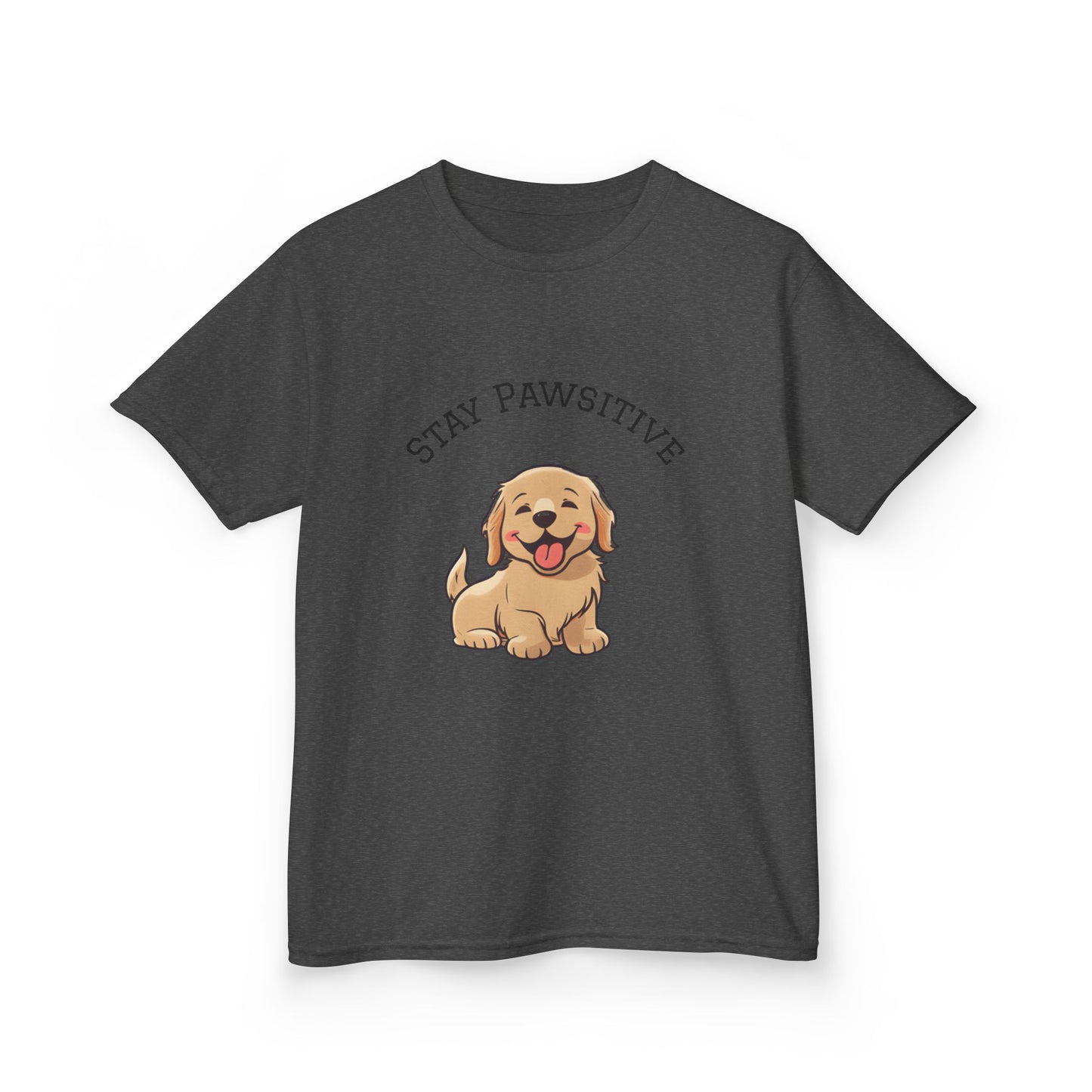 Kids Tee — "Stay Pawsitive" Cute Puppy Graphic