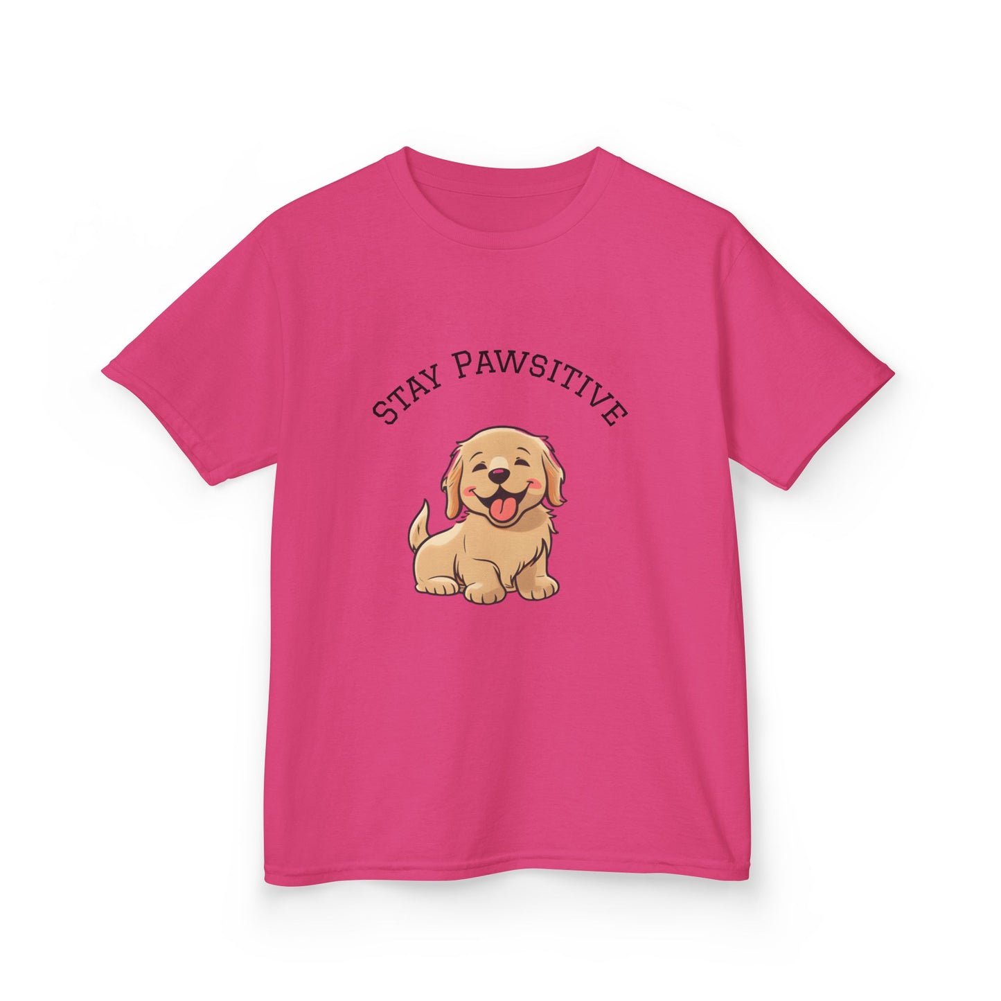 Kids Tee — "Stay Pawsitive" Cute Puppy Graphic