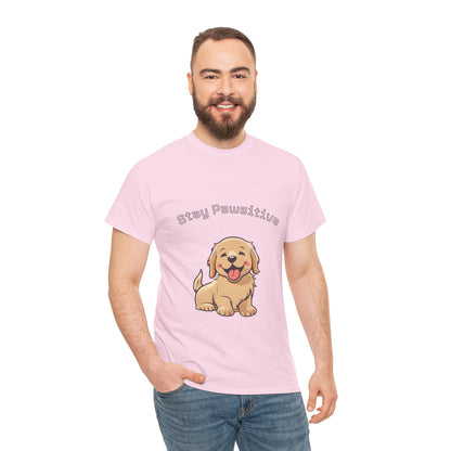 Stay Pawsitive Dog T-Shirt — Cute Golden Retriever Tee for Dog Lovers